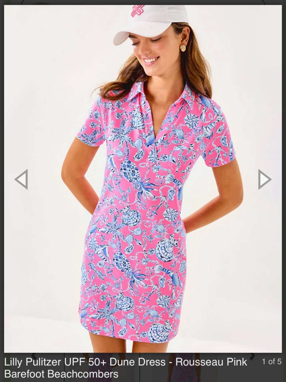 Lilly Pulitzer Dune Dress Barefoot Rousseau Pink Barefoot Beachcombers Sz L - Picture 5 of 8